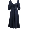 CINQ À SEPT CINQ A SEPT WOMEN KRISTINA V-NECK TWISTED FRONT MIDI DRESS NAVY BLUE