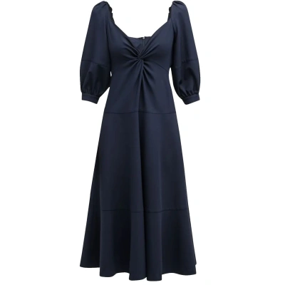 Cinq À Sept Cinq A Sept Women Kristina V-neck Twisted Front Midi Dress Navy Blue