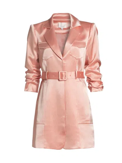 Cinq À Sept Laith Belted Satin Blazer Mini Dress In Coral Pink