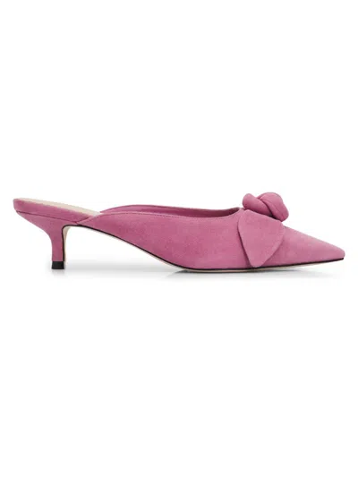 Cinq À Sept Women's Layla 50mm Knotted-rose Suede Kitten-heel Mules