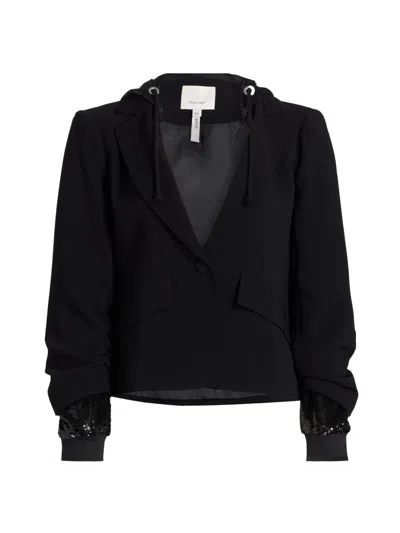 Cinq À Sept Women's Le Petit Khloe Sequin Hooded Jacket In Black