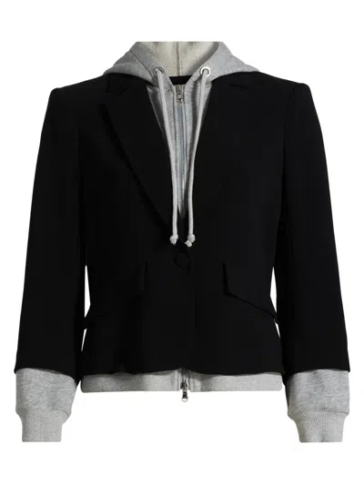 Cinq À Sept Zip Up Le Petit Khloe Blazer Black/heather Grey In Gray