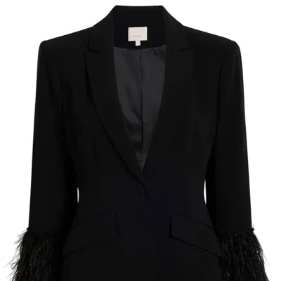 Cinq À Sept Women Lilac Vine Cheyenne Sequin Feather Trim Blazer Jacket In Black
