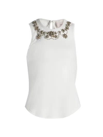 Cinq À Sept Women's Lizzie Crystal-embellished Cotton-blend Tank In White