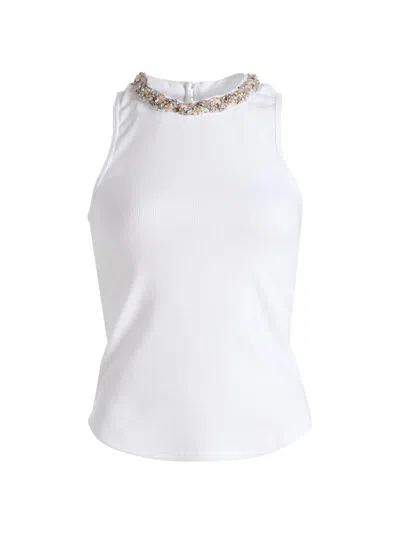 Cinq À Sept Women's Lizzie Encrusted Braid Necklace Tank In White