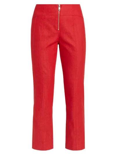 Cinq À Sept Women's Loren Front-zip Crop Trousers In Deep Tangelo