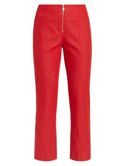 Cinq À Sept Women's Loren Front-zip Crop Pants In Deep Tangelo