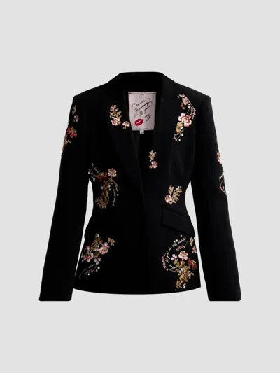 Cinq À Sept Women's Loveletter Floral Embroidered Blazer In Black