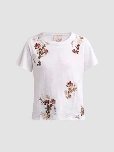 Cinq À Sept Women's Loveletter Floral Embroidered Cotton T-shirt In White