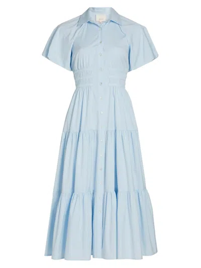 Cinq À Sept Women's Maggio Stretch Cotton Midi-shirtdress In Blue