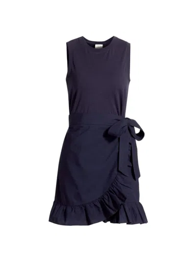 Cinq À Sept Mahlia Sleeveless Wrap-skirt Mini Dress In Navy