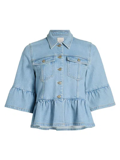 Cinq À Sept Women's Mandie Denim Peplum Crop Jacket In Blue