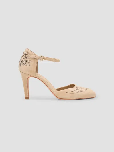 Cinq À Sept Women's Mariana 80mm Embroidered Suede Pumps In Brown Sugar