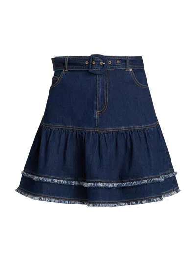 Cinq À Sept Women's Martina Fringe Denim Miniskirt In Blue