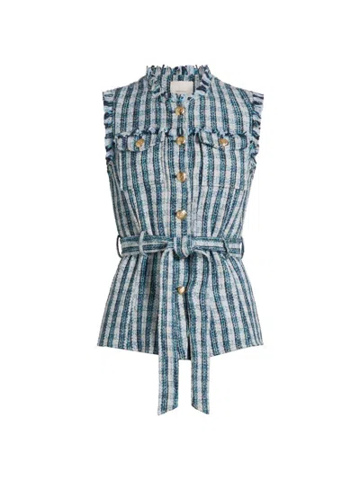 Cinq À Sept Matilda Tweed Reenee Vest In Navy Multi In Blue