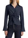 Cinq À Sept Mckenna Twist-front Blouse In Gray