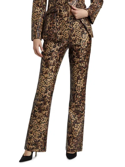 Cinq À Sept Leopard Faux Leather Pants In Animal Print