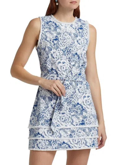 Cinq À Sept Women's Mindie Sketchbook Floral Denim Minidress In Blue