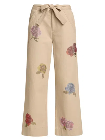 Cinq À Sept Cinq A Sept Heatset Roses Mylah High Rise Jeans In Khaki Multi