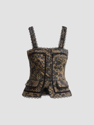 CINQ À SEPT WOMEN'S MYRA PATCHWORK-PRINT LACE-TRIM TOP