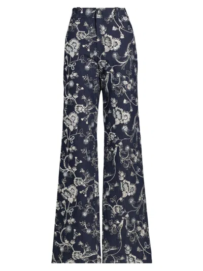Cinq À Sept Cinq A Sept Garden High Rise Embroidered Denim Nolita Jeans In Multi