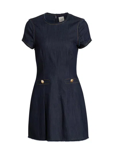 Cinq À Sept Nova Short-sleeve Denim Mini Dress In Indigo