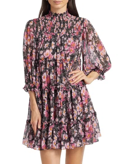 Cinq À Sept Women's Olive Cosmo Flowers Minidress In Multi