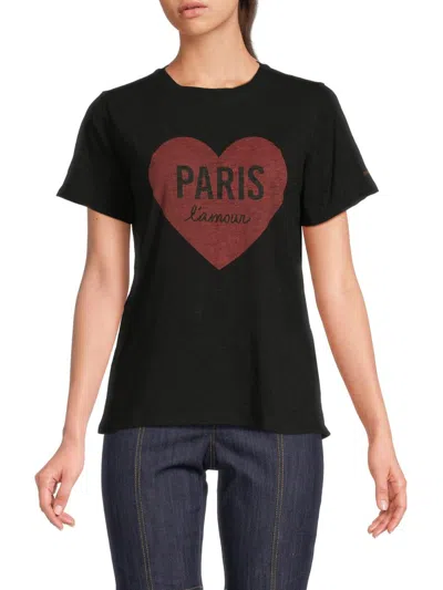 Cinq À Sept Women's Paris Lamour Heart Graphic T-shirt In Black