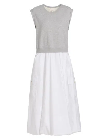 Cinq À Sept Parker Cap Sleeve Mixed Media Midi Dress In Multi
