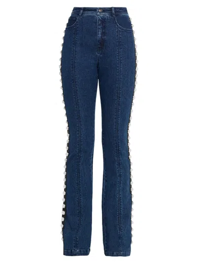 Cinq À Sept Women's Pearl-trim High-rise Stretch Flare Jeans