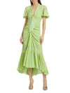 Cinq À Sept Cinq A Sept Graphic Floral Peeta Dress In Serene Sky Fresh Lime