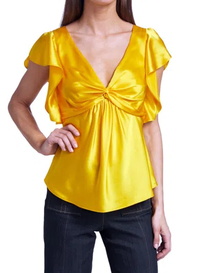 Cinq À Sept Women's Pem Silk Flutter Sleeve Blouse In Dandelion