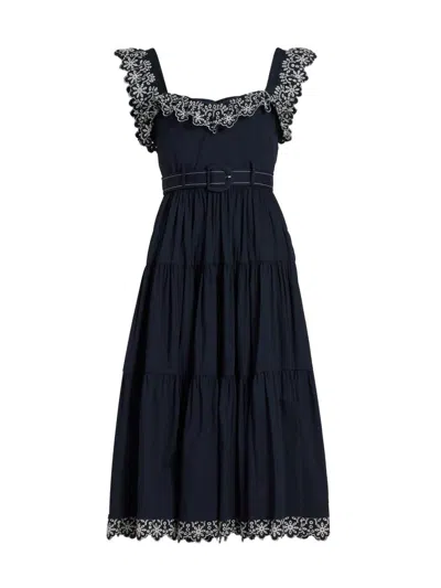 Cinq À Sept Pierson Embroidered Tiered Midi Dress In Multi