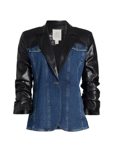 Cinq À Sept Women's Remmy Faux-leather Panel Blazer In Blue