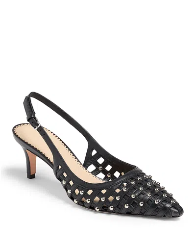Cinq À Sept Cinq A Sept Women's Rena Leather Cage Studded Slingback Pumps In Black