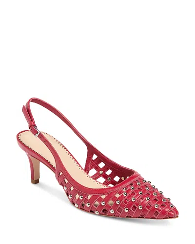 Cinq À Sept Cinq A Sept Women's Rena Leather Cage Studded Slingback Pumps In Burgundy
