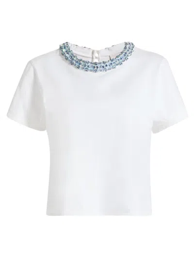 Cinq À Sept Women's Rhinestone Border Shrunken T-shirt