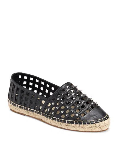 Cinq À Sept Cinq A Sept Women's Rochel Leather Cage Studded Espadrille Flats In Black