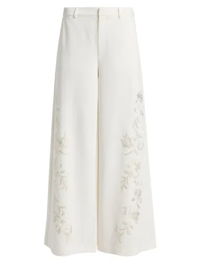 Cinq À Sept Women's Roxane Embroidered Wide-leg Pants In White