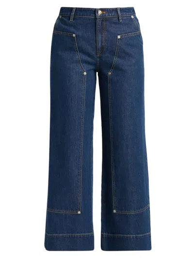 Cinq À Sept Women's Ryker Wide-leg Cropped Jeans In Blue