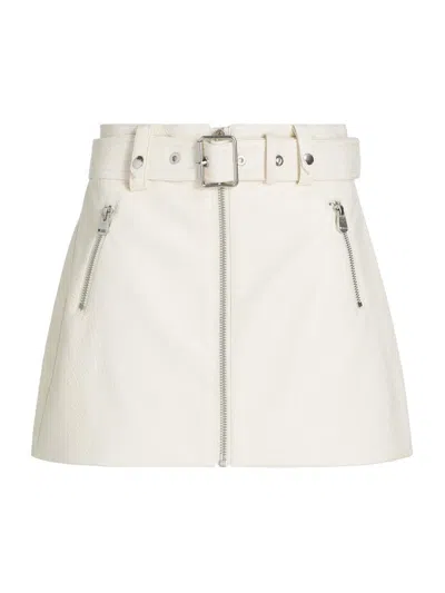 Cinq À Sept Saffira Vegan Leather Mini Skirt In White