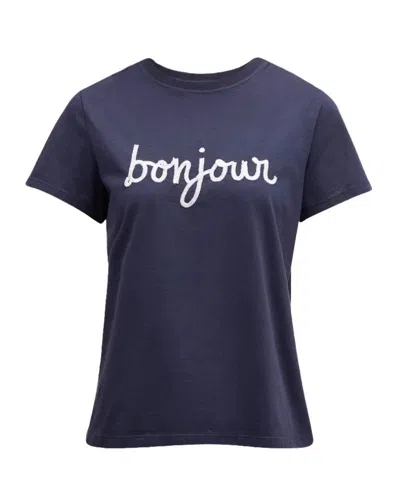 Cinq À Sept Cinq A Sept Women's Sequined Bonjour Tee, Navy/white In Multi