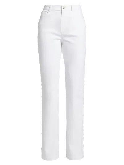 Cinq À Sept Women's Shailene Lace High-rise Straight-leg Jeans In White