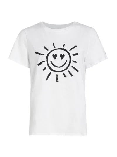 Cinq À Sept Women's Smiling Sun Cotton T-shirt In White Black