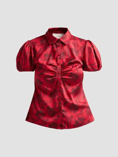 Cinq À Sept Women's Solange Paisley Fan Satin Top In Red