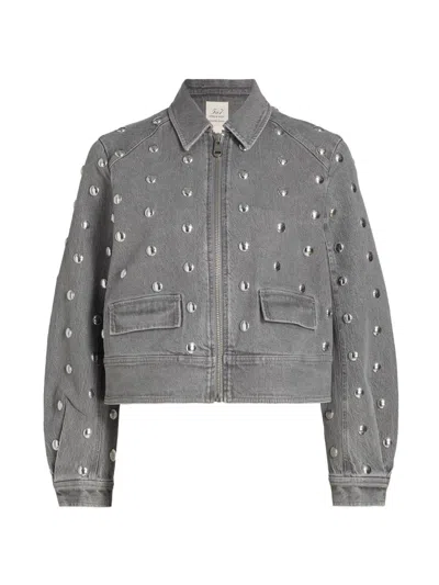 Cinq À Sept Women's Studded Denim Harriet Jacket In Gray