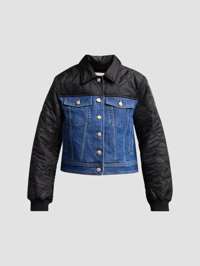 Cinq À Sept Women's Susanna Mixed-media Quilted Denim Jacket In Black