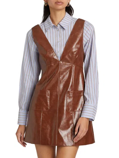 Cinq À Sept Women's Tade Layered Faux Leather Minidress In Brown