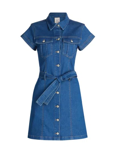 Cinq À Sept Women's Tia Stretch-denim Tie-waist Minidress In Blue