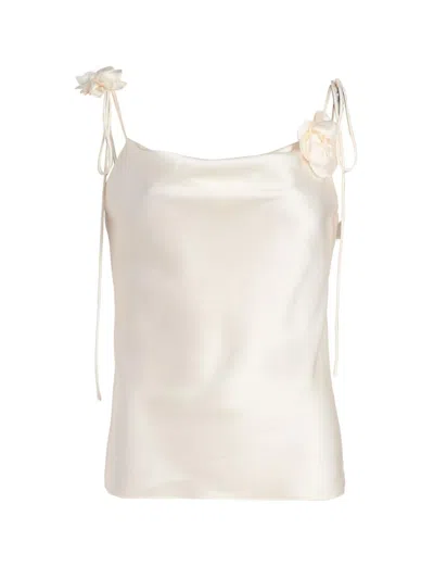 Cinq À Sept Marta Trailing Flower Silk Camisole In White